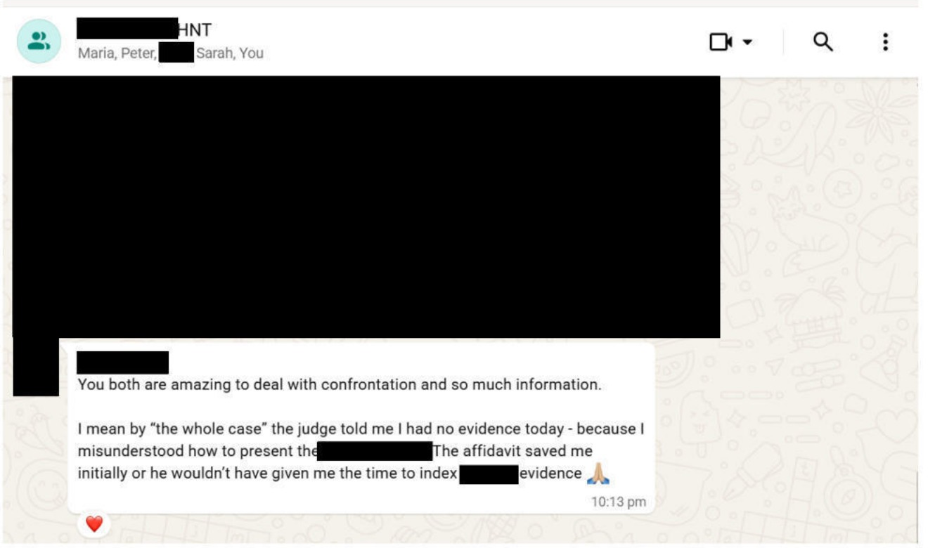 Client message — the affidavit saved me